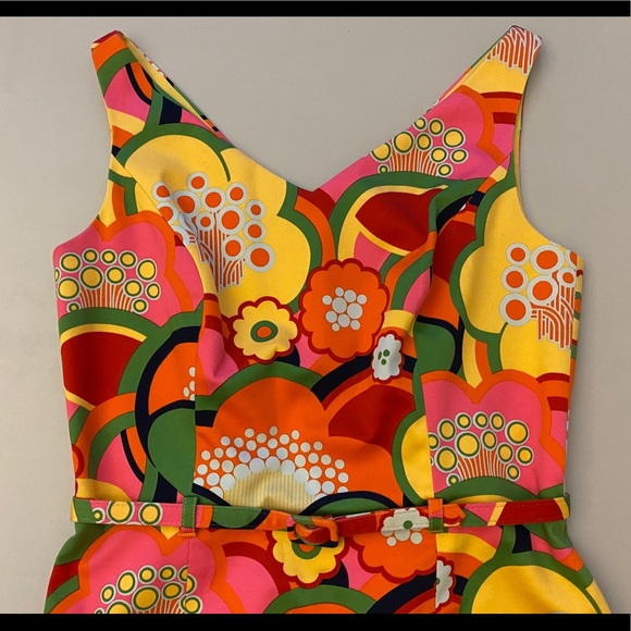 Mod small 2 4 wiggle sheath dress floral 60s belt - Picture 3 of 14